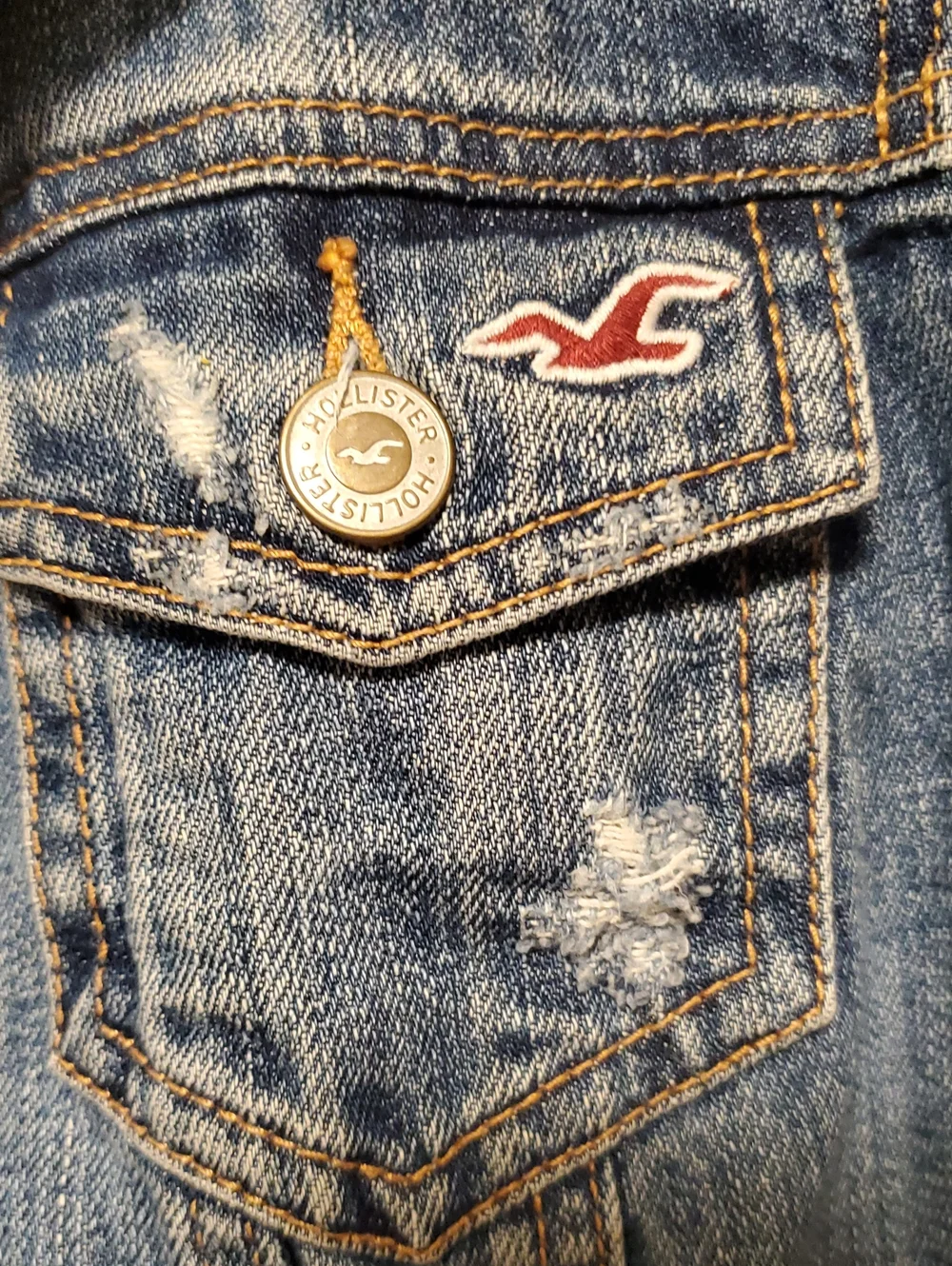 Vintage Hollister Denim Medium Wash Blue Denim Classic Trucker Jean Jacket Lg